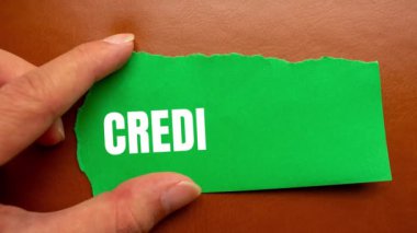 Kahverengi arka planda yırtık yeşil kağıt parçasına yazılan kredi onarım mesajı. Kavramsal kredi onarım sembolü.