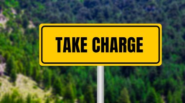 Sarı metal tabelanın üzerine yazılan mesajı al. Kavramsal sorumluluk sembolü. Boşluğu kopyala.