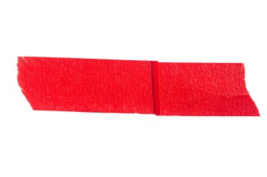 Kırmızı yapışkan yırtık kağıt bant beyaz arkaplanda izole