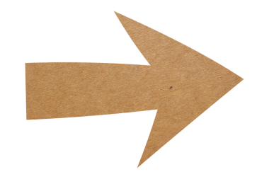 Şeffaf arkaplanda kahverengi kağıt ok işareti