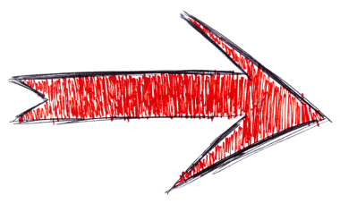 Şeffaf arkaplanda kırmızı kalemle çizilmiş bir ok işareti