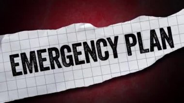 Yırtılmış kağıt parçası animasyonunda acil durum planı mesajı