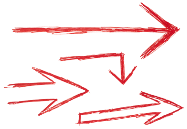 Saydam arkaplanda kırmızı kalemle çizilmiş ok işareti kümesi