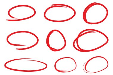 El çizimi kırmızı çember çizim elemanı grunge yuvarlak şekli