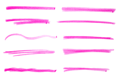 Pembe işaretli kalem vurgulama çizgileri altı çizili tasarım elementlerini karala