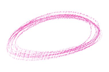 Beyaz arkaplan vurgu çemberi tasarım elementine pembe pastel boyayla çizilmiş yuvarlak karalama