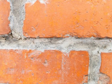 Eski kırmızı tuğla duvar dokusu arkaplanının yakınlaştırılması
