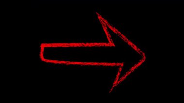 Kırmızı fırça darbesi el çizimi ok animasyonu alfa kanalı, şeffaf arkaplan