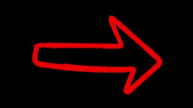 Kırmızı fırça darbesi el çizimi ok animasyonu alfa kanalı, şeffaf arkaplan