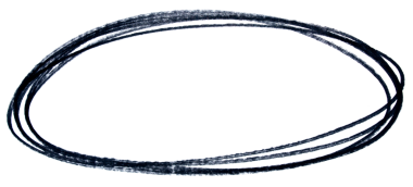 Şeffaf arkaplanda siyah işaretli yuvarlak karalama