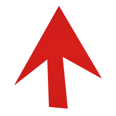 Şeffaf arkaplanda kırmızı kağıt ok işareti