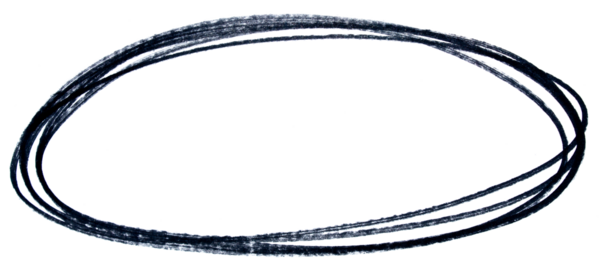 Şeffaf arkaplanda siyah işaretli yuvarlak karalama