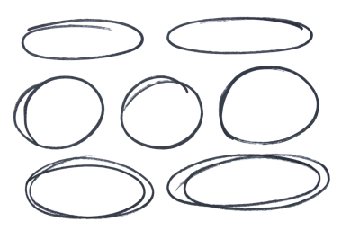 Şeffaf arkaplan üzerindeki siyah vurgulama çemberleri dizayn ögelerini kes