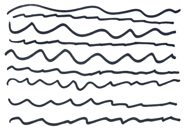 Siyah el çizili kalem çizim hattı şeffaf arkaplan tasarım elemanı karalama altı çizili