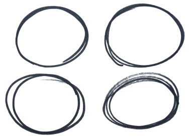 Şeffaf arkaplan üzerindeki siyah vurgulama çemberleri dizayn ögelerini kes