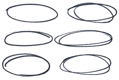 Şeffaf arkaplan üzerindeki siyah vurgulama çemberleri dizayn ögelerini kes