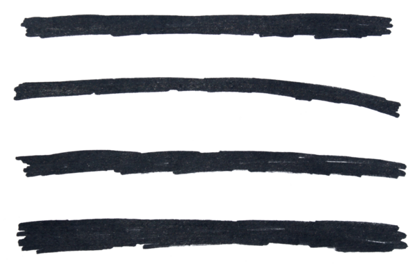 Siyah el çizili kalem çizim hattı şeffaf arkaplan tasarım elemanı karalama altı çizili