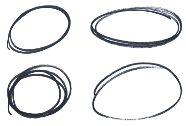 Şeffaf arkaplan üzerindeki siyah vurgulama çemberleri dizayn ögelerini kes