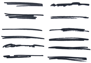 Siyah el çizili kalem çizim hattı şeffaf arkaplan tasarım elemanı karalama altı çizili