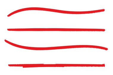 El çizimi kırmızı fırça çizgisi vektör tasarım elemanı karalama çizgileri altı çizili