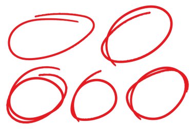 El çizimi kırmızı fırça darbesi dairesi fosforlu, tasarım elemanı, grunge yuvarlak şekli