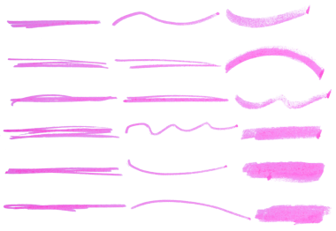 Pembe işaretli kalem vurgulama çizgileri altı çizili tasarım elementlerini karala