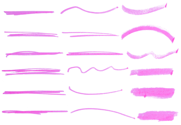 Pembe işaretli kalem vurgulama çizgileri altı çizili tasarım elementlerini karala