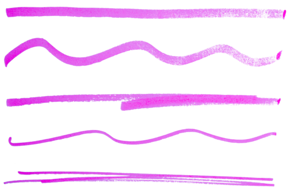 Pembe işaretli kalem vurgulama çizgileri altı çizili tasarım elementlerini karala