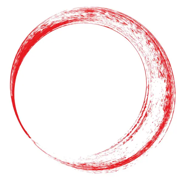 Kırmızı çember fırça darbesi vektörü El kaba kenarlı yuvarlak şekil işaretleme metni, vurgulama notları, altçizgi tasarımı, kontrol listesi, çizim, logo veya grafik element için izole mürekkep çemberi