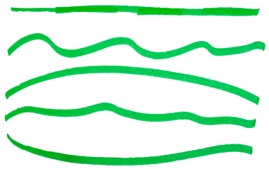 Yeşil İşaretli kalem vurgulama çizgileri altı çizili tasarım elemanlarını karala
