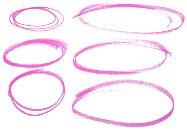 Şeffaf arkaplanda pembe kalemle çizilmiş yuvarlak renklendirme çizimi