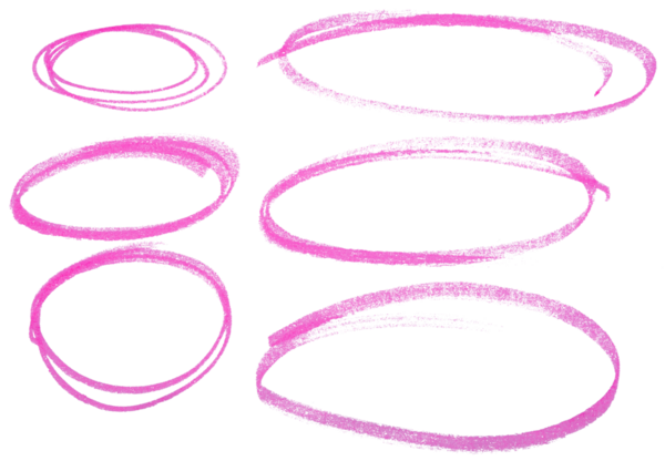 Şeffaf arkaplanda pembe kalemle çizilmiş yuvarlak renklendirme çizimi