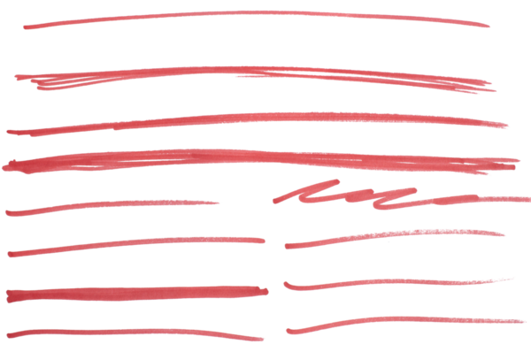 El çizilmiş kırmızı işaret çizgisi tasarım ögesi, grunge vuruşları, karalama çizgileri altı çizili