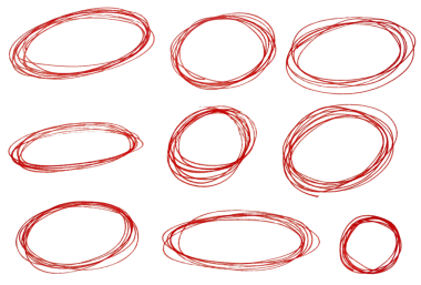 Şeffaf arkaplan üzerindeki kırmızı ışıklı kalem çemberleri dizayn ögelerini kes