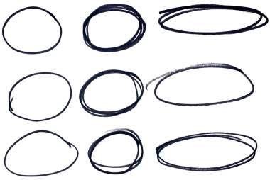 Şeffaf arkaplan üzerindeki siyah vurgulama çemberleri dizayn ögelerini kes