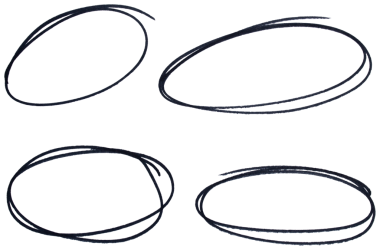 Hand drawn black marker circle set, abstract ink oval strokes collection for highlight, emphasis, underline, business note, doodle sketch design, isolated simple round shapes on transparent background