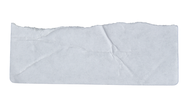 Ripped torn white paper piece on transparent background, paper tear edge stripes cut out design element