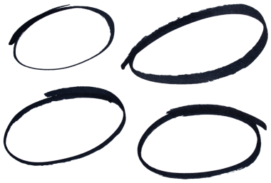 Hand drawn black marker circle set, abstract ink oval strokes collection for highlight, emphasis, underline, business note, doodle sketch design, isolated simple round shapes on transparent background