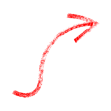 Red grunge sketch arrow isolated on transparent background for highlight