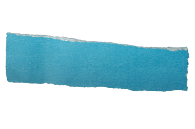 Blue torn paper piece on transparent background. Png paper tear