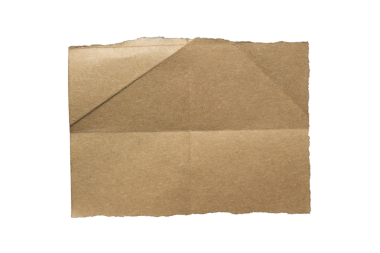 Ripped brown craft paper torn piece on transparent background