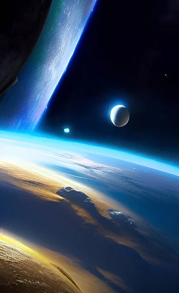 異なる惑星の眺めを持つ空間 — ストック写真