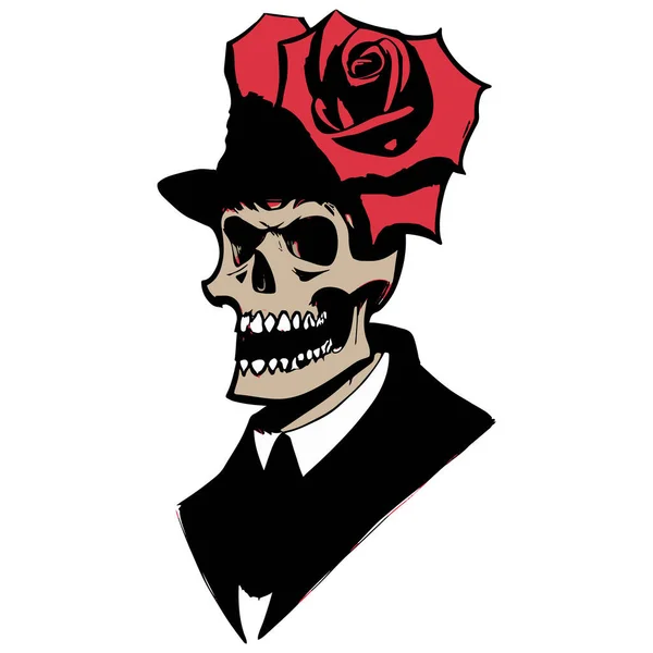 Cráneo Rosas Fondo Pantalla — Archivo Imágenes Vectoriales