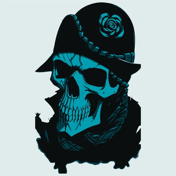 Dessin Crâne Avec Des Roses — Image vectorielle