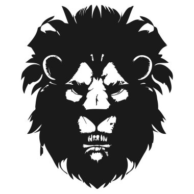 Heraldik aslan vektör eli çizilmiş sanat simsiyah ve whit