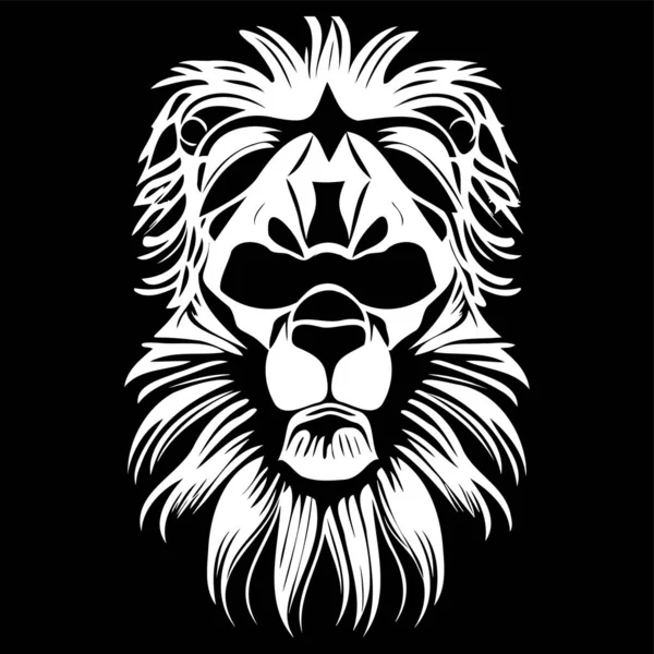 Amerikanischer Löwenschädel Handgezeichnet Vektor Clip Art Schwarz Und Weiß — Stockvektor