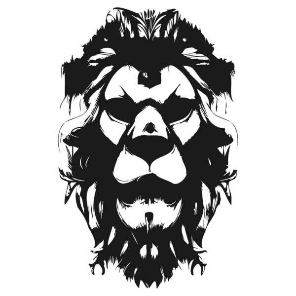 Löwe Vektor Hand Gezeichnet Clip Art Schwarz Und Weiß — Stockvektor
