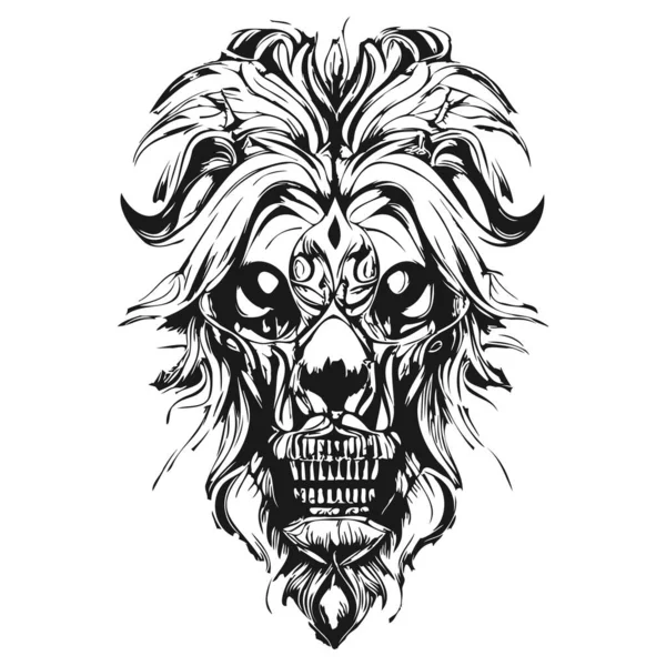 Premium Vector | Lion skull tattoo hand drawn vector clip art black and  white