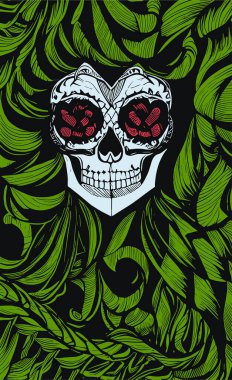 Kadın şeker kafatası duvar kağıdı el çizimi vektör renkli şarjör ar