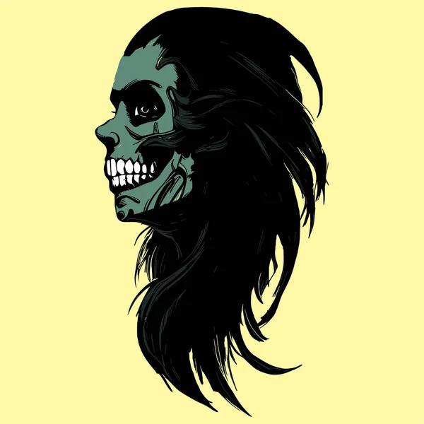 女性の頭蓋骨手描きベクトルカラークリップAr — ストックベクタ